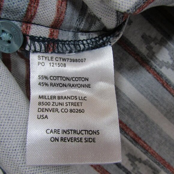 Cruel Denim Women's XL Long Sleeve Aztec Stripe Print Snap Western Shirt Navy Bl - Picture 3 of 5